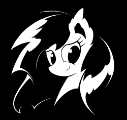 Size: 4896x4632 | Tagged: safe, artist:azdaracylius, oc, oc only, pegasus, pony, black and white, bust, female, grayscale, mare, monochrome, portrait, smiling, solo