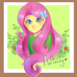 Size: 900x900 | Tagged: safe, artist:emidaweird, imported from derpibooru, fluttershy, equestria girls, bust, female, looking at you, portrait, solo