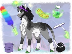 Size: 1024x768 | Tagged: safe, artist:malinraf1615, imported from derpibooru, king sombra, pony, unicorn, alternate hairstyle, bucket, chest fluff, deviantart watermark, duster, ear fluff, glowing horn, headband, horn, housewife, leg fluff, leonine tail, levitation, magic, male, markings, obtrusive watermark, redesign, reformed, reformed sombra, solo, spary, sponge, spray bottle, stallion, telekinesis, unshorn fetlocks, watermark, wiper