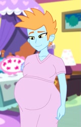 Size: 256x400 | Tagged: artist needed, safe, imported from derpibooru, oc, oc only, oc:harmony star, equestria girls, male, male pregnancy, maternity dress, pink dress, pregnant, solo