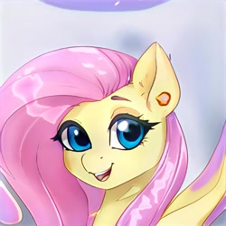 Size: 1024x1024 | Tagged: safe, artist:thisponydoesnotexist, imported from derpibooru, pegasus, pony, ai content, ai generated, eyebrows, generator:thisponydoesnotexist, looking at you, neural network, not fluttershy, open mouth, solo