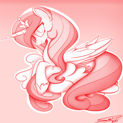 Size: 4000x4000 | Tagged: safe, artist:ser-p, imported from derpibooru, princess cadance, pony, absurd resolution, cloud, monochrome, solo