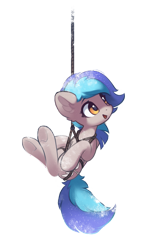 Size: 785x1248 | Tagged: safe, artist:freeedon, imported from derpibooru, oc, oc only, oc:coldfire, bat pony, earth pony, hybrid, pony, cute, female, mare, pegabat, rope, simple background, solo, suspended, transparent background