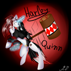 Size: 700x700 | Tagged: safe, artist:ginnythequeen, imported from derpibooru, pony, unicorn, harley quinn, solo