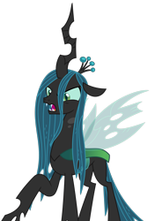 Size: 1869x2653 | Tagged: safe, artist:sketchmcreations, imported from derpibooru, queen chrysalis, changeling, changeling queen, the mean 6, angry, annoyed, crown, female, jewelry, open mouth, raised hoof, regalia, simple background, solo, transparent background, vector