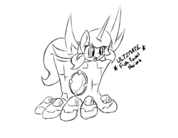 Size: 715x556 | Tagged: safe, artist:alazak, imported from derpibooru, oc, oc only, oc:the fish, pony, sea pony, infinity gauntlet, monochrome, solo