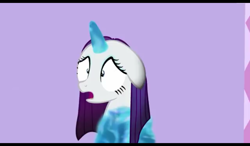 Size: 1024x600 | Tagged: safe, imported from derpibooru, rarity, goo, pony, unicorn, burnt mane, floppy ears, open mouth, rick and morty, rick and morty meets my little pony, shocked, shocked expression, shrunken pupils, solo, wide eyes