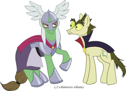 Size: 1024x742 | Tagged: safe, artist:villainous-villainy, imported from derpibooru, pony, awful alvin, evil, greta von gruesome, larry boy, ponified, simple background, transparent background, veggietales