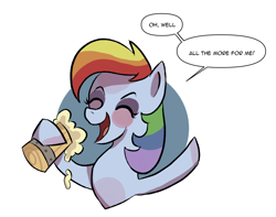 Size: 1198x946 | Tagged: safe, artist:camaleao, imported from derpibooru, rainbow dash, pegasus, pony, cider, cider dash, drunk, drunker dash, solo, speech bubble, that pony sure does love cider