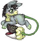 Size: 136x139 | Tagged: safe, artist:sharkledog, imported from derpibooru, oc, oc only, original species, plant pony, animated, augmented tail, blinking, closed species, looking back, pixel art, plant, simple background, transparent background