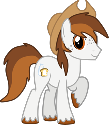 Size: 2991x3430 | Tagged: safe, artist:feathertrap, imported from ponybooru, oc, oc:milk toast, earth pony, pony, 1000 hours in gimp, cowboy hat, hat, male, simple background, solo, stallion, stetson, transparent background, unshorn fetlocks, vector