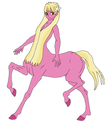 Size: 754x866 | Tagged: safe, artist:cdproductions66, artist:nypd, imported from derpibooru, lily, lily valley, anthro, centaur, monster girl, background pony, base used, blonde, blonde hair, breasts, centaurified, cleavage, female, flower, flower in hair, godiva hair, hooves, human head, lily (flower), missing cutie mark, nudity, raised hooves, simple background, solo, strategically covered, transparent background, two toned hair, two toned tail, yellow eyes, yellow hair