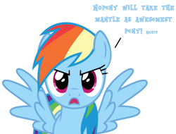 Size: 3000x2279 | Tagged: safe, artist:keronianniroro, imported from derpibooru, rainbow dash, pegasus, pony, angry, high res, looking at you, open mouth, simple background, solo, spread wings, talking to viewer, vector, white background, wings