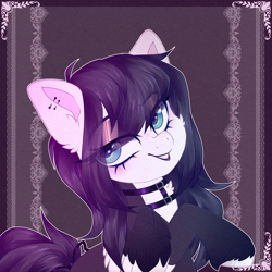 Size: 4200x4200 | Tagged: safe, artist:_spacemonkeyz_, imported from derpibooru, oc, oc only, oc:coquette, pegasus, pony, absurd resolution, bow, choker, lipstick, pegasus oc, piercing, solo, tail bow, unshorn fetlocks, wings