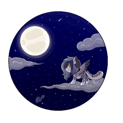 Size: 500x500 | Tagged: safe, artist:nekoremilia1, imported from derpibooru, oc, oc only, pegasus, pony, cloud, female, moon, night, nigth, pixel art, simple background, solo, transparent background