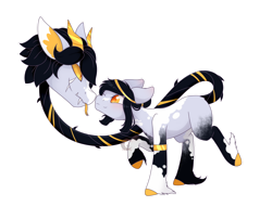 Size: 1024x779 | Tagged: safe, artist:nekoremilia1, imported from derpibooru, oc, oc only, earth pony, original species, pony, primal plant pony, augmented tail, closed species, cs, fangs, horns, male, simple background, solo, transparent background