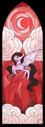 Size: 882x2479 | Tagged: safe, artist:nekoremilia1, imported from derpibooru, oc, oc only, oc:chia scarlet, bat pony, pony, vampire, cloud, solo, stained glass