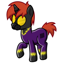 Size: 1080x1080 | Tagged: safe, artist:cyberpon3, derpibooru exclusive, imported from derpibooru, oc, oc only, oc:cyberpon3, pony, unicorn, .svg available, barcode, clothes, costume, drone, gas mask, horn, horn ring, jewelry, latex, latex suit, magic suppression, male, mask, raised hoof, ring, rubber drone, shadowbolt drone, shadowbolts costume, show accurate, simple background, solo, stallion, transparent background, vector