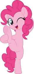 Size: 2339x5000 | Tagged: safe, alternate version, artist:jhayarr23, imported from derpibooru, part of a set, pinkie pie, earth pony, pony, alternate character, bipedal, commission, featureless crotch, female, happy, holding, holding leg, mare, one eye closed, open mouth, simple background, solo, standing, standing on one leg, standing splits, transparent background, underhoof, vector, wink, ych result