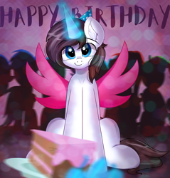 Size: 3911x4092 | Tagged: safe, artist:janelearts, imported from derpibooru, oc, oc only, alicorn, pony, cake, female, food, magic, mare, solo