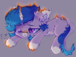 Size: 1408x1056 | Tagged: safe, artist:astralblues, imported from derpibooru, oc, oc only, oc:astral blues, pony, unicorn, burning, crying, lying down, solo