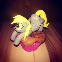 Size: 1080x1079 | Tagged: safe, artist:rxndxm.artist, imported from derpibooru, derpy hooves, pegasus, pony, craft, eyelashes, female, food, irl, mare, muffin, photo, sculpture, solo, traditional art