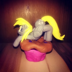 Size: 1080x1080 | Tagged: safe, artist:rxndxm.artist, imported from derpibooru, derpy hooves, pegasus, pony, craft, eyelashes, female, food, irl, mare, muffin, photo, sculpture, solo, traditional art