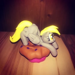 Size: 1080x1080 | Tagged: safe, artist:rxndxm.artist, imported from derpibooru, derpy hooves, pegasus, pony, craft, eyelashes, female, food, irl, mare, muffin, photo, sculpture, solo, traditional art