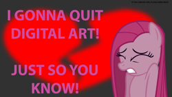 Size: 8000x4500 | Tagged: safe, artist:poniesmemes, artist:tardisbrony, imported from derpibooru, pinkie pie, earth pony, pony, 1000 years in photoshop, absurd resolution, broken hearts, pinkamena diane pie, sad, solo, text