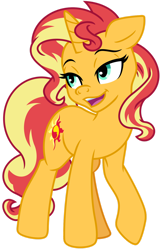 Size: 1024x1568 | Tagged: safe, alternate version, artist:emeraldblast63, artist:kp-shadowsquirrel, imported from derpibooru, sunset shimmer, pony, unicorn, alternate hairstyle, backwards cutie mark, redraw, simple background, solo, transparent background