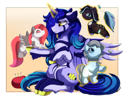 Size: 2700x2108 | Tagged: safe, artist:pridark, imported from derpibooru, imported from ponybooru, oc, oc only, alicorn, pony, alicorn oc, cutie mark, high res, horn, levitation, magic, plushie, sitting, solo, telekinesis, toy, wings