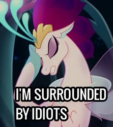 Size: 646x729 | Tagged: safe, edit, edited screencap, imported from derpibooru, screencap, queen novo, pony, my little pony: the movie, facepalm, i'm surrounded by idiots, scar, solo, the lion king