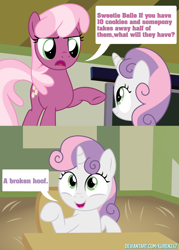 Size: 1900x2649 | Tagged: safe, artist:kuren247, imported from derpibooru, cheerilee, sweetie belle, earth pony, pony, unicorn, animaniacs, classroom, comic, crossover, female, filly, gag, joke, mare, parody, reference, speech bubble, vector