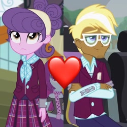 Size: 1372x1372 | Tagged: safe, edit, edited screencap, imported from derpibooru, screencap, suri polomare, trenderhoof, equestria girls, friendship games, ascot, clothes, comb, crystal prep academy uniform, glasses, hairband, neckerchief, school uniform, shipping, shipping domino, trendermare