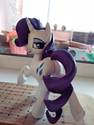 Size: 1536x2048 | Tagged: safe, artist:женьшеня, imported from derpibooru, rarity, pony, unicorn, butt, female, figurine, irl, mare, open mouth, photo, plot, polymer clay, raised hoof, rear view, rearity, solo