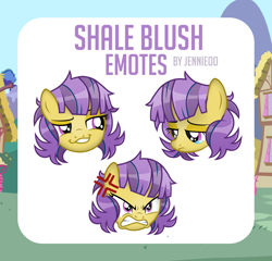 Size: 1000x961 | Tagged: safe, artist:jennieoo, imported from derpibooru, oc, oc only, oc:shale blush, earth pony, pony, angry, emotes, sad, show accurate, smug, solo, teary eyes, vector