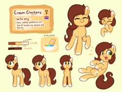 Size: 4200x3200 | Tagged: safe, artist:aemantaslim, artist:aemuhn, imported from derpibooru, oc, oc only, oc:cream crackers, earth pony, pony, bisexual pride flag, cutie mark, eyes closed, female, mare, open mouth, pride, pride flag, reference sheet, simple background, smiling