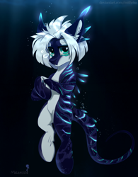 Size: 2296x2944 | Tagged: safe, artist:mithriss, imported from derpibooru, oc, oc only, axolotl, hybrid, original species, pony, axolotl pony, looking at you, solo, underwater, water