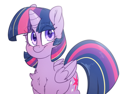 Size: 4300x3350 | Tagged: safe, artist:fluffyxai, imported from derpibooru, twilight sparkle, alicorn, pony, blushing, chest fluff, cute, female, mare, redraw, simple background, smiling, solo, transparent background, twilight sparkle (alicorn)