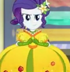 Size: 642x658 | Tagged: safe, imported from derpibooru, screencap, rarity, equestria girls, equestria girls series, holidays unwrapped, spoiler:eqg series (season 2), cornucopia costumes, inflatable dress, needs more jpeg, o come all ye squashful