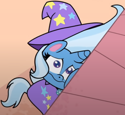 Size: 588x543 | Tagged: safe, imported from derpibooru, screencap, trixie, pony, my little pony: pony life, spoiler:pony life s01e17, cape, cheek squish, clothes, cropped, friendship gems, g4.5, hat, squishy cheeks, trixie's cape, trixie's hat