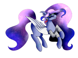 Size: 1600x1200 | Tagged: safe, artist:minelvi, imported from derpibooru, oc, oc only, pegasus, pony, bandage, ethereal mane, eyes closed, female, galaxy mane, mare, pegasus oc, simple background, solo, transparent background, wings