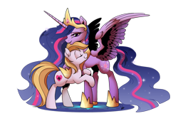 Size: 1024x725 | Tagged: safe, artist:dormin-kanna, edit, editor:edits of hate, imported from ponybooru, twilight sparkle, oc, oc:aryanne, alicorn, the last problem, hug, nazi, princess twilight 2.0, smiling, swastika, twilight sparkle (alicorn)