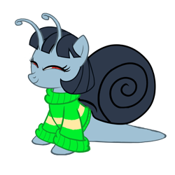 Size: 1200x1200 | Tagged: safe, artist:invisibleguy-ponyman, artist:ponymaan, imported from derpibooru, oc, oc only, oc:sloth, original species, snail, snail pony, derpibooru community collaboration, 2021 community collab, clothes, simple background, solo, transparent background