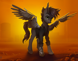 Size: 3635x2868 | Tagged: safe, artist:mithriss, imported from derpibooru, oc, oc only, oc:max moore, cyborg, cyborg pony, pegasus, pony, artificial wings, augmented, pegasus oc, solo, wings