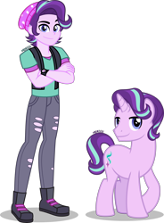 Size: 2942x4000 | Tagged: safe, artist:orin331, imported from derpibooru, imported from ponybooru, starlight glimmer, pony, unicorn, equestria girls, beanie, clothes, crossed arms, cute, cutie mark, equestria guys, handsome, hat, high res, rule 63, simple background, smiling, solo, stellar gleam, transparent background, vest, watch, wristwatch