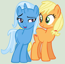 Size: 536x525 | Tagged: safe, artist:jadeharmony, artist:jadethepegasus, imported from derpibooru, applejack, trixie, female, lesbian, shipping, tripplejack