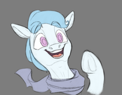 Size: 871x675 | Tagged: safe, artist:avirexiilunox, imported from derpibooru, oc, oc only, oc:file folder, pegasus, pony, bust, clothes, frog (hoof), gray background, scarf, simple background, smiling, solo, underhoof