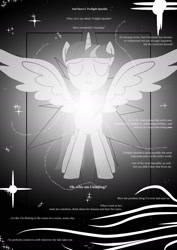 Size: 1280x1813 | Tagged: safe, artist:johnerose126, imported from derpibooru, twilight sparkle, alicorn, pony, fanfic:does she know, fanfic art, monochrome, solo, twilight sparkle (alicorn)