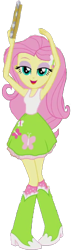 Size: 441x1540 | Tagged: safe, artist:rupahrusyaidi, edit, edited screencap, imported from derpibooru, screencap, fluttershy, equestria girls, armpits, arms in the air, background removed, boots, high heel boots, pigeon toed, shoes, simple background, solo, transparent background